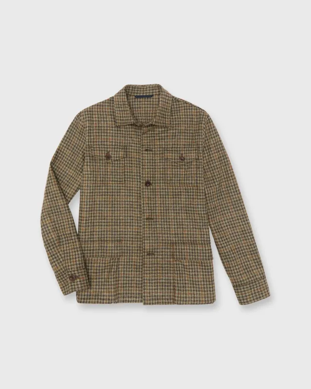Military Jacket in Brown/Lovat/Oat Guncheck Hopsack made by Sid Mashburn