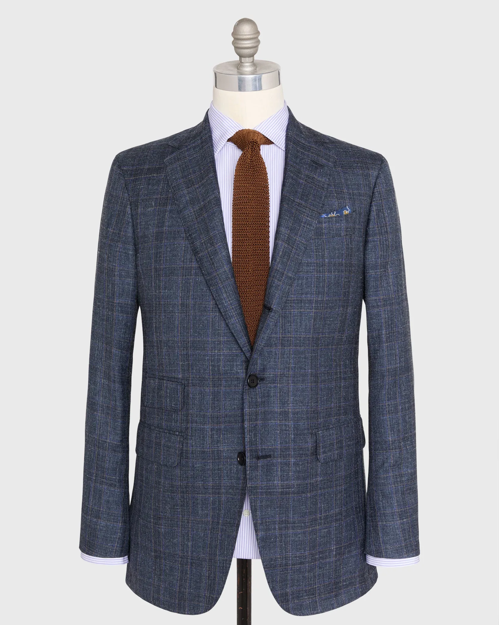 Virgil No. 2 Jacket in Petrol/Chocolate/Blue Plaid Twill sold by Mashburn