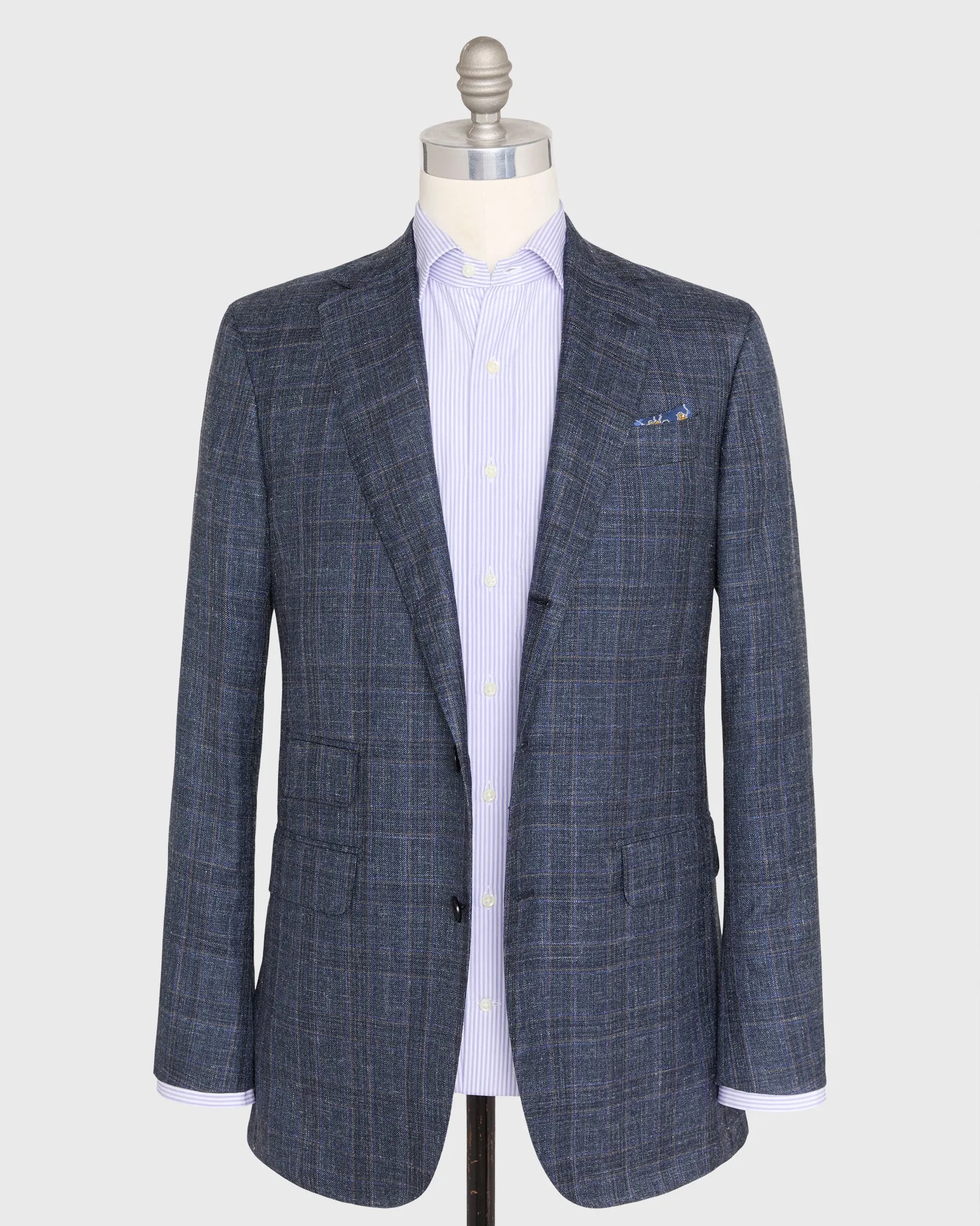 Virgil No. 2 Jacket in Petrol/Chocolate/Blue Plaid Twill sold by Mashburn product image thumbnail 3