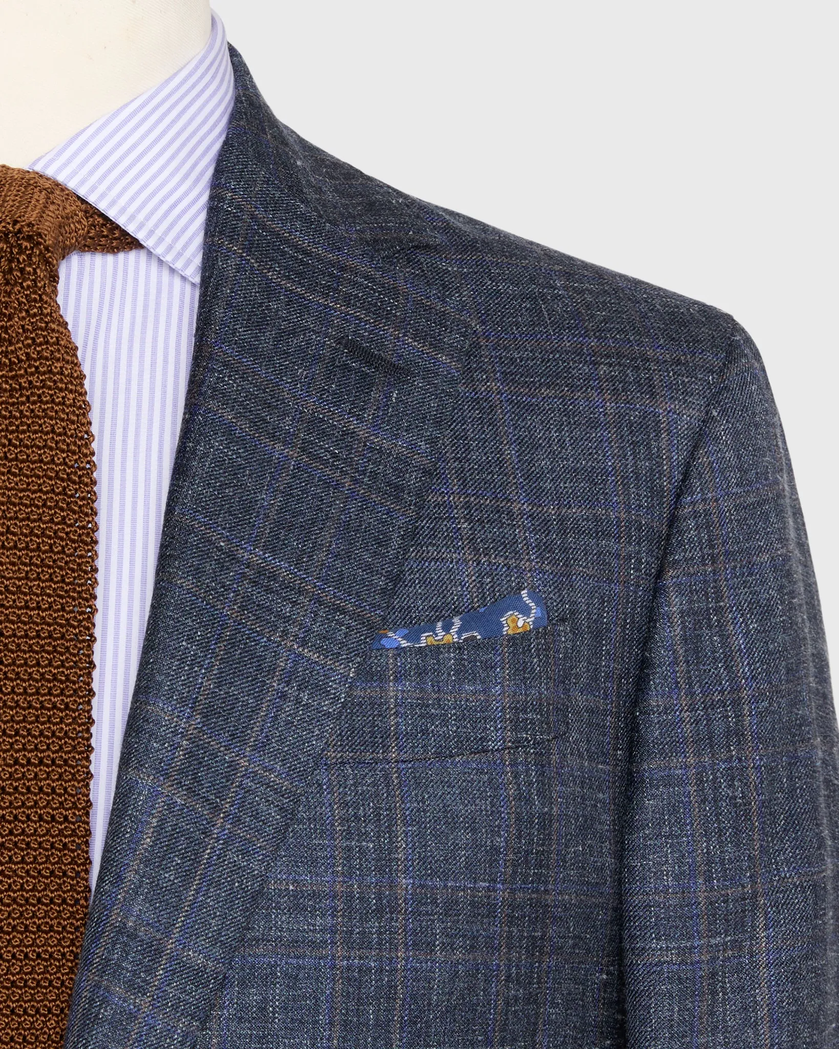 Virgil No. 2 Jacket in Petrol/Chocolate/Blue Plaid Twill sold by Mashburn product image thumbnail 2