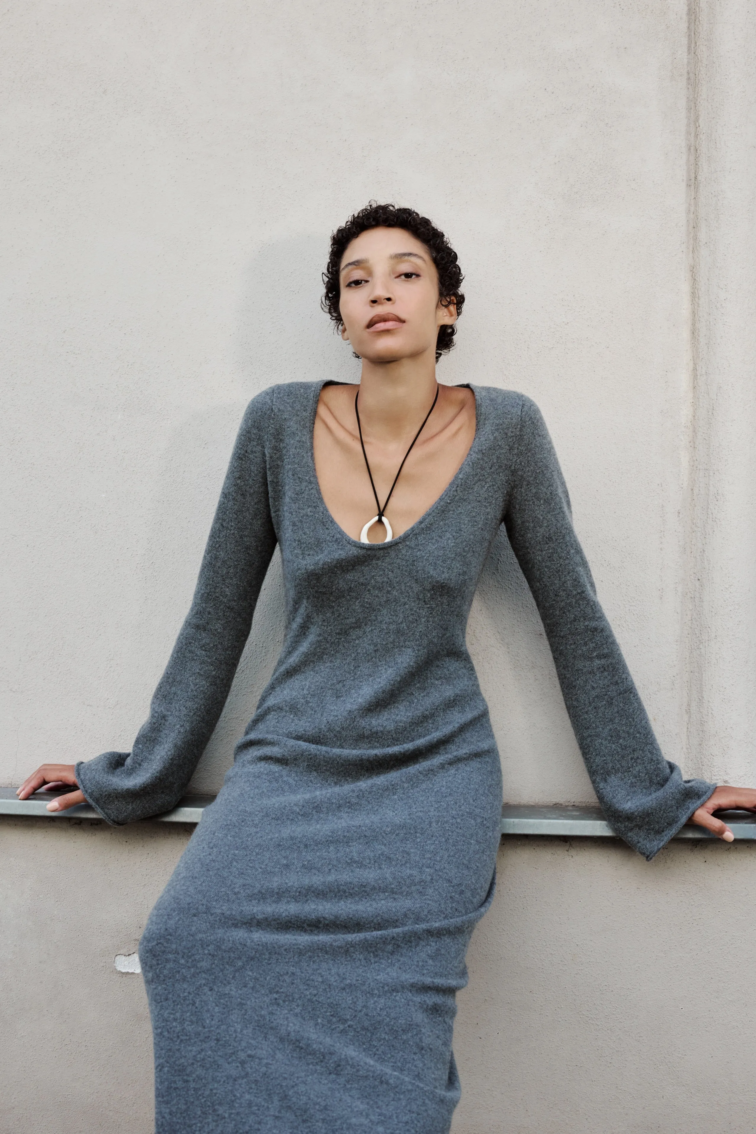 GWEN CASHMERE DRESS IN GRAPHITE sold by James Street Co. product image thumbnail 3