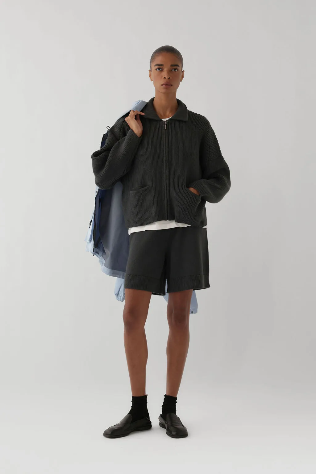 REID ZIP CARDIGAN IN COTTON sold by James Street Co.