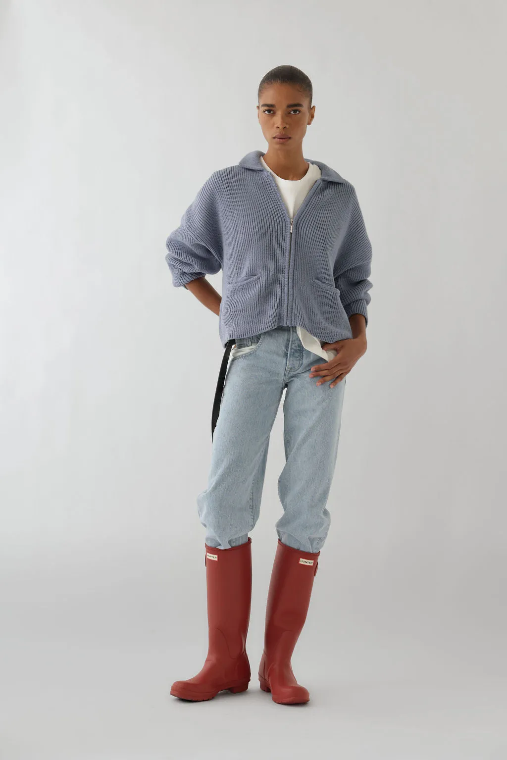 REID ZIP CARDIGAN IN COTTON sold by James Street Co. product image thumbnail 3
