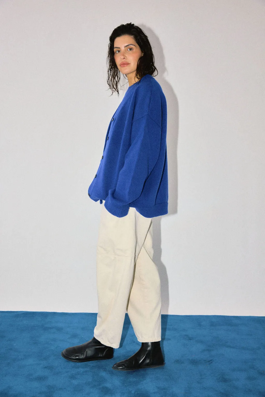 OVERSIZED WOOL CARDIGAN IN COBALT sold by James Street Co. product image thumbnail 4