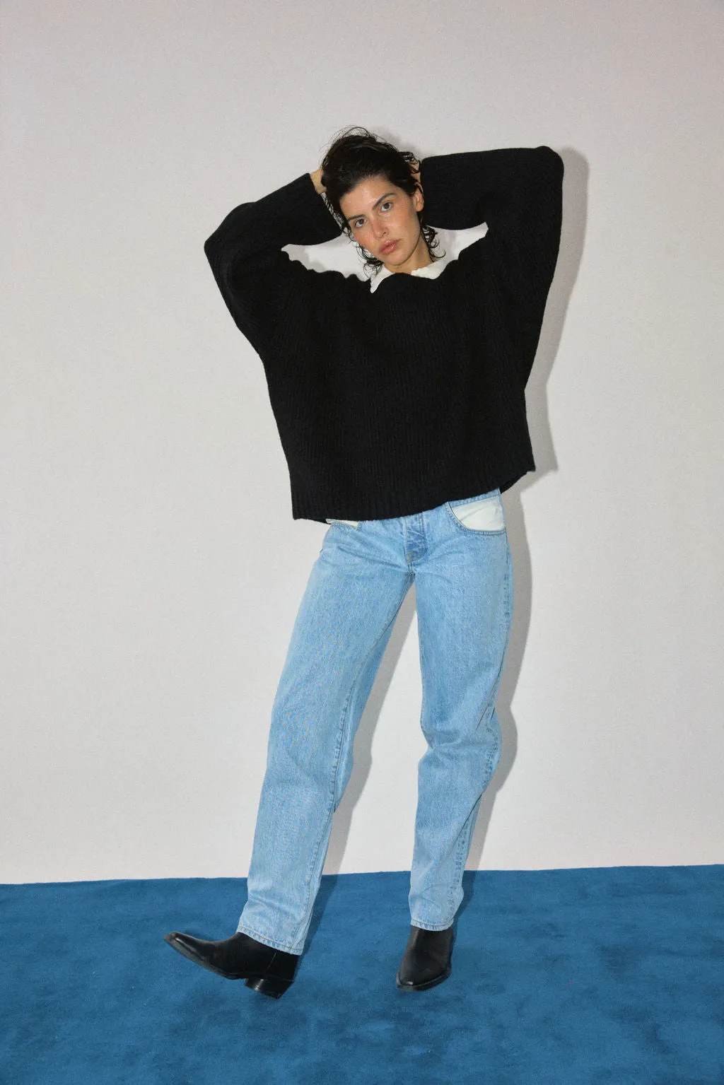 LUXE MOHAIR BLAKE PULLOVER IN BLACK sold by James Street Co. product image thumbnail 4