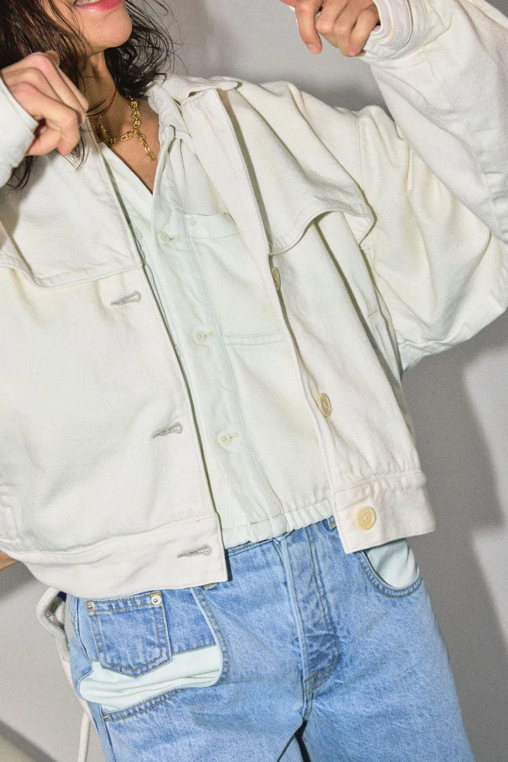 TRENCH BOMBER IN MILK sold by James Street Co. product image thumbnail 3