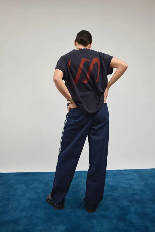 JS SUBMARK TEE IN NAVY + BROWN made by James Street Co.