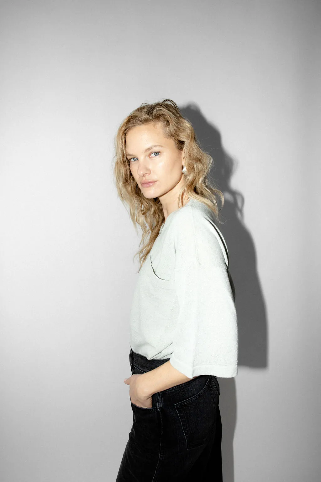 JS GAUZE TEE IN SCALE GREY sold by James Street Co. product image thumbnail 3