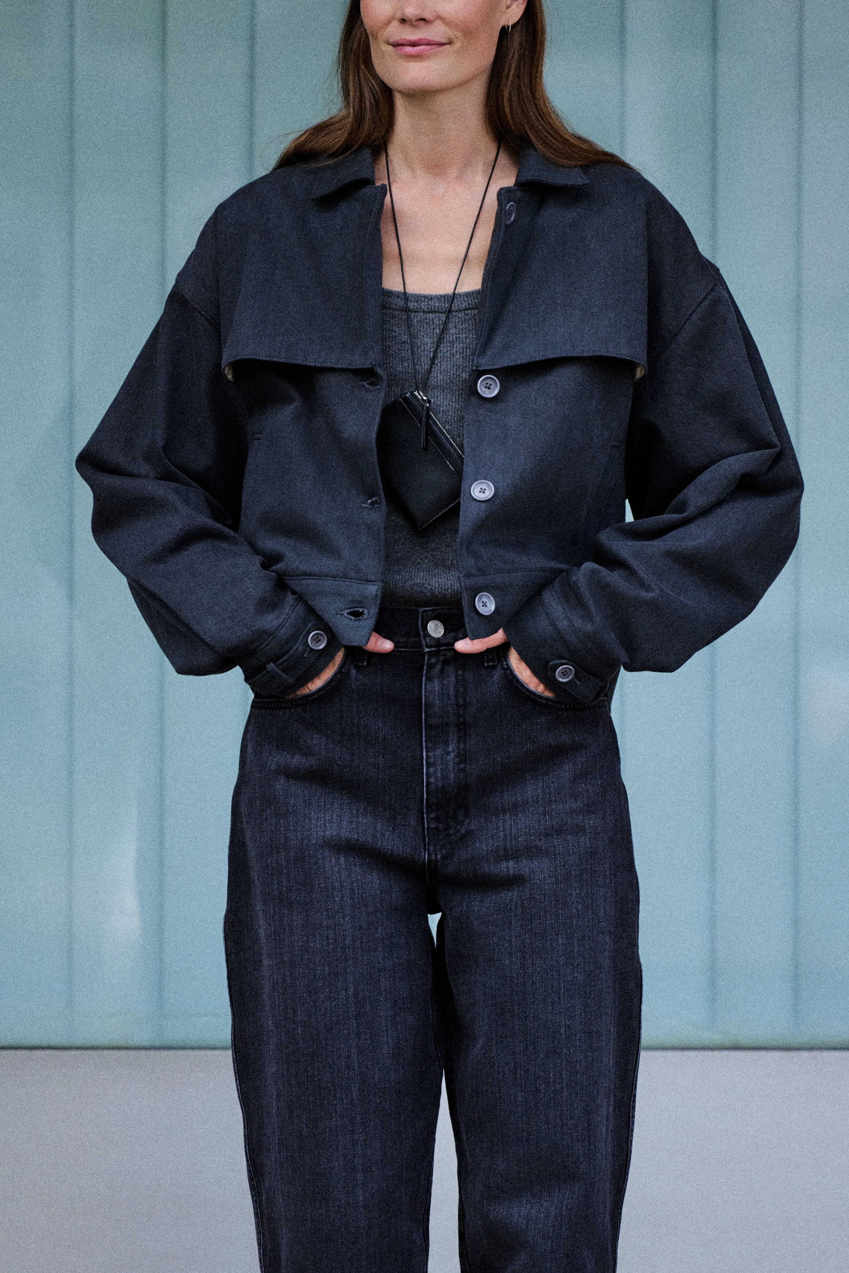 TRENCH BOMBER IN CHARCOAL sold by James Street Co. product image thumbnail 2