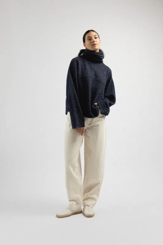 SAM DOUBLE TURTLENECK IN SPECKLED NAVY made by James Street Co.