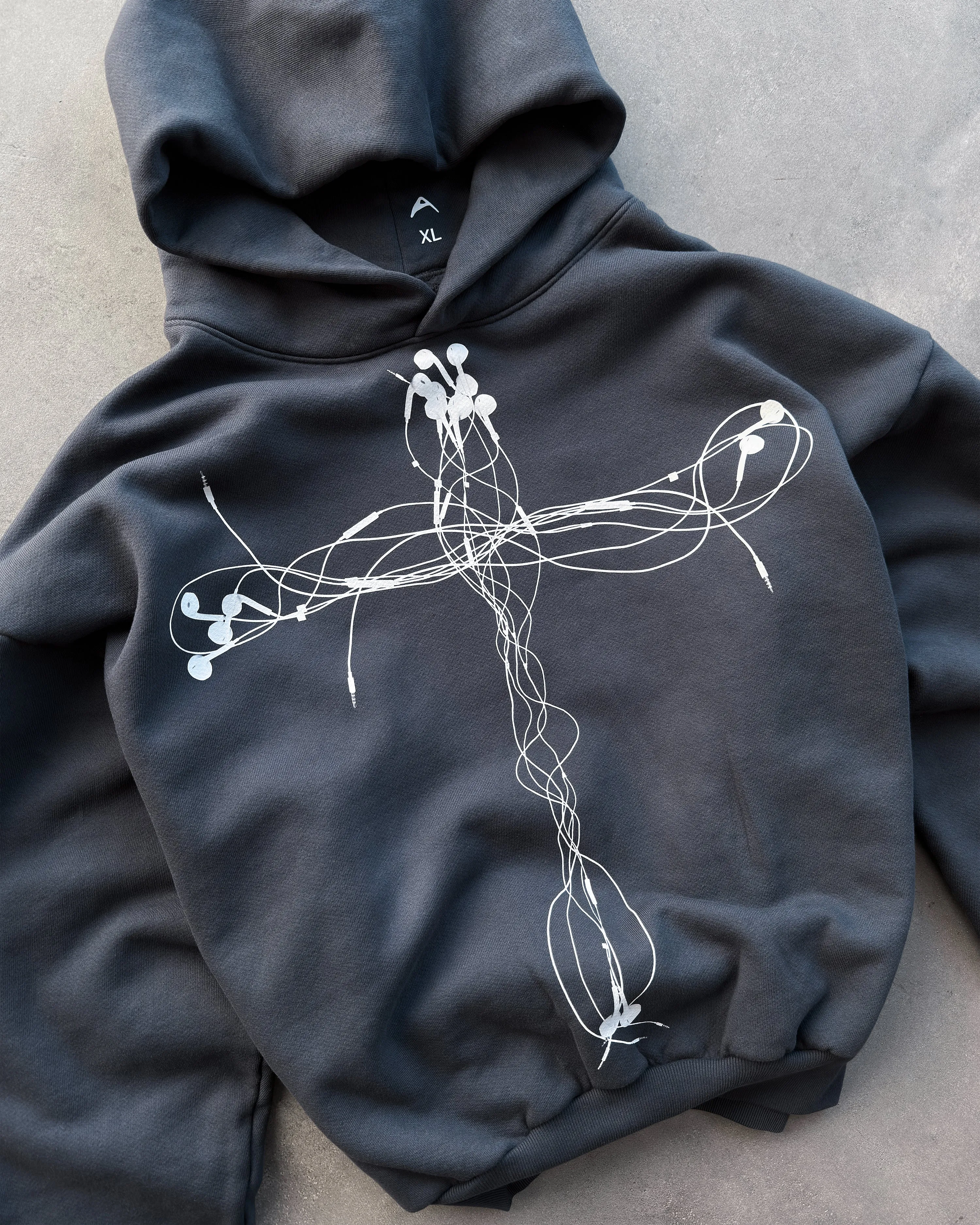 "EARPHONES" DOLPHIN BLUE HOODIE sold by Artificial Fever product image thumbnail 4