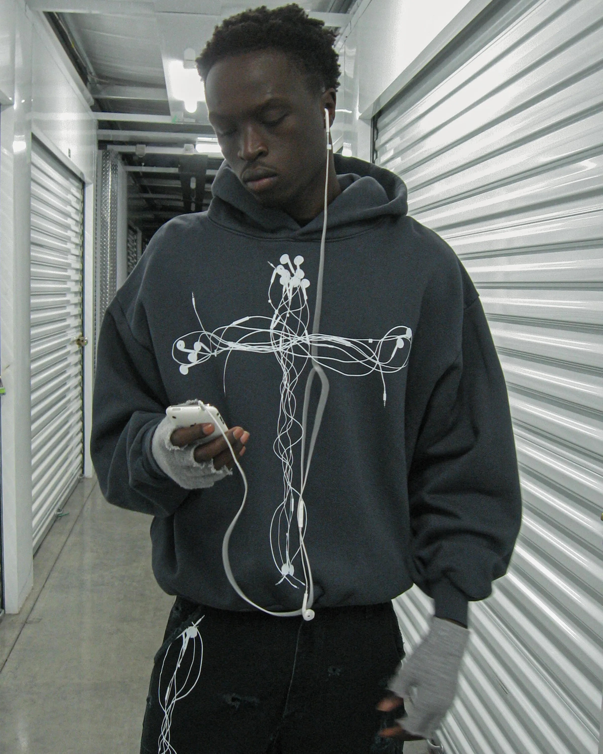 "EARPHONES" DOLPHIN BLUE HOODIE sold by Artificial Fever product image thumbnail 5