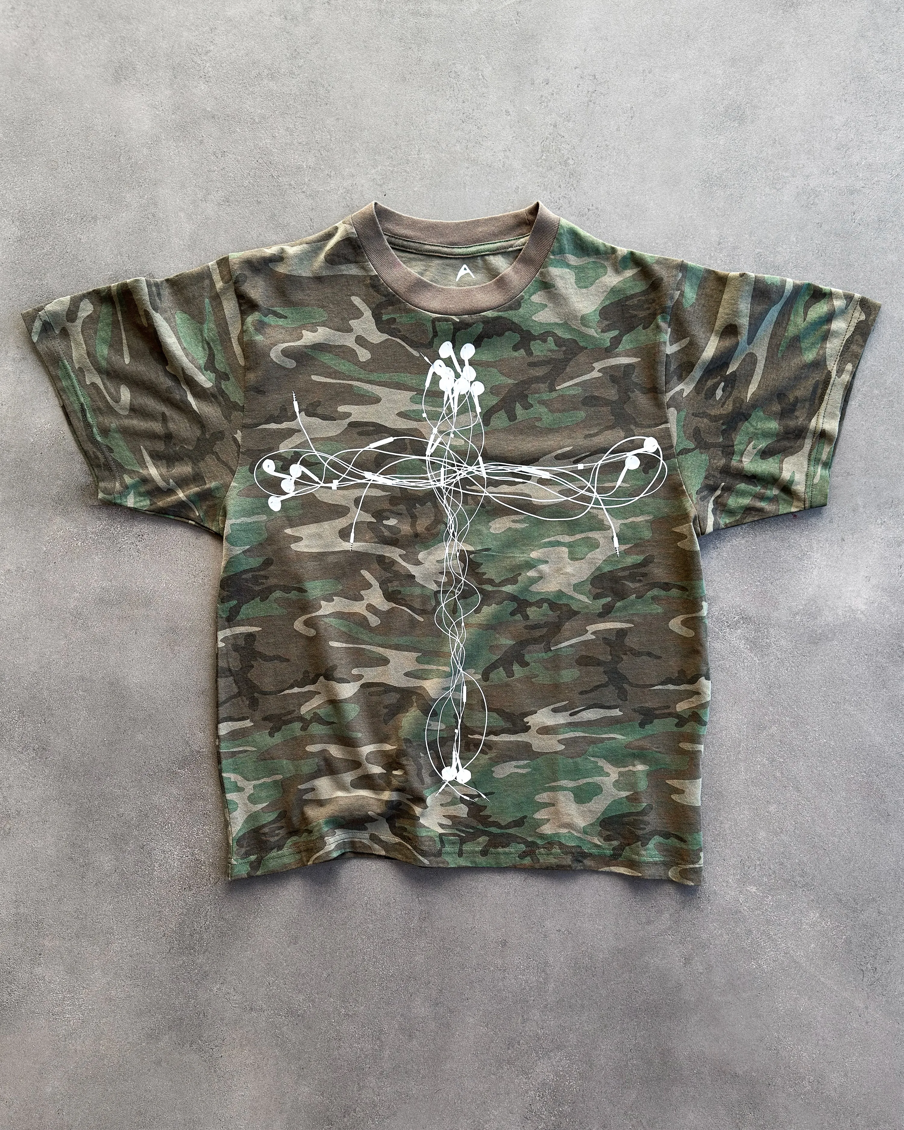 "EARPHONES" CAMO T-SHIRT sold by Artificial Fever