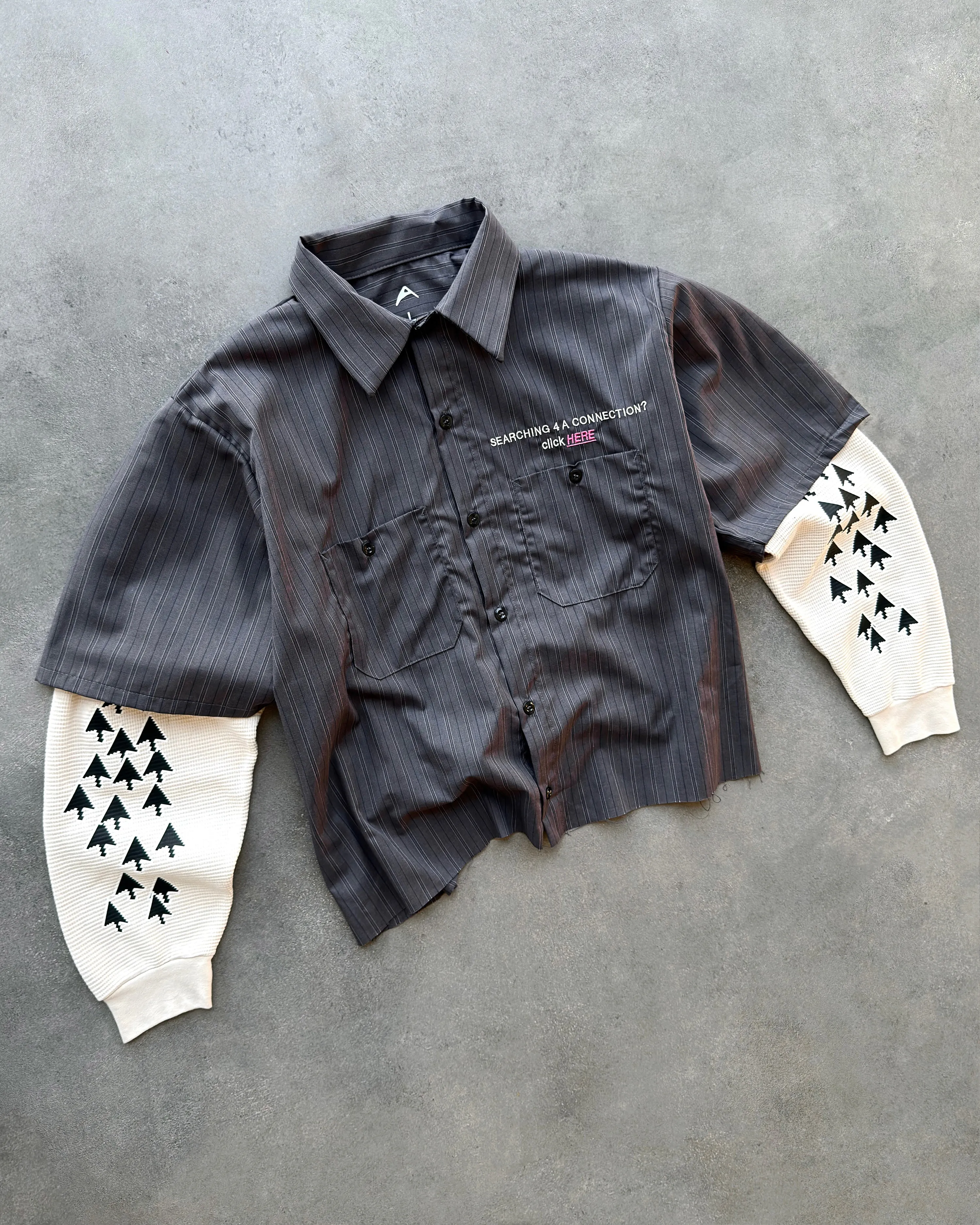 "CLICK HERE" MIDNIGHT/PINK WORK SHIRT sold by Artificial Fever product image thumbnail 3