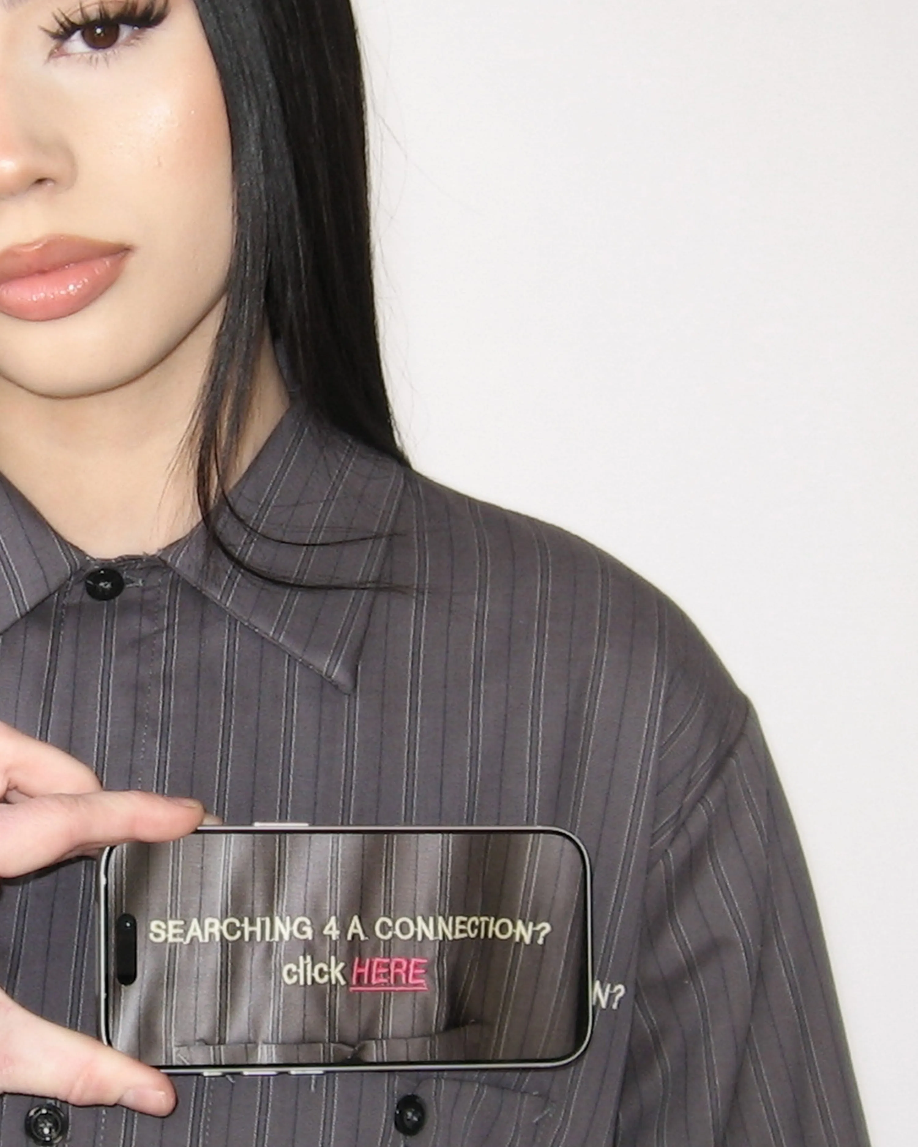 "CLICK HERE" MIDNIGHT/PINK WORK SHIRT sold by Artificial Fever product image thumbnail 2