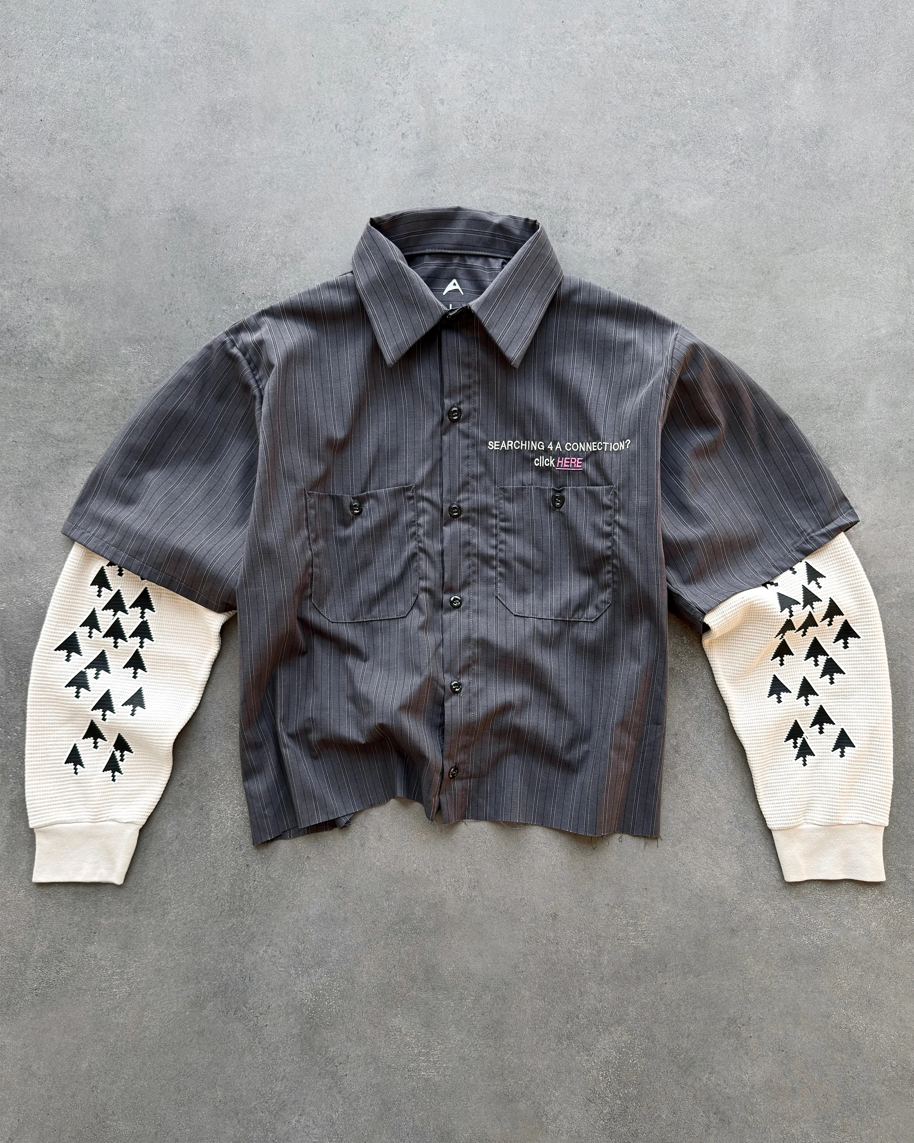"CLICK HERE" MIDNIGHT/PINK WORK SHIRT sold by Artificial Fever