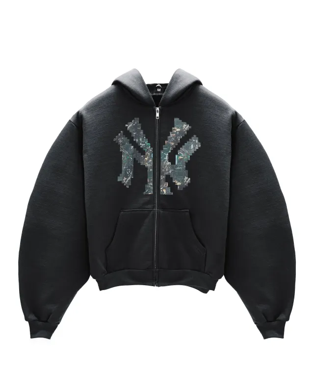 BLACK “NY” TECH CAMO ZIP-UP HOODIE made by Artificial Fever