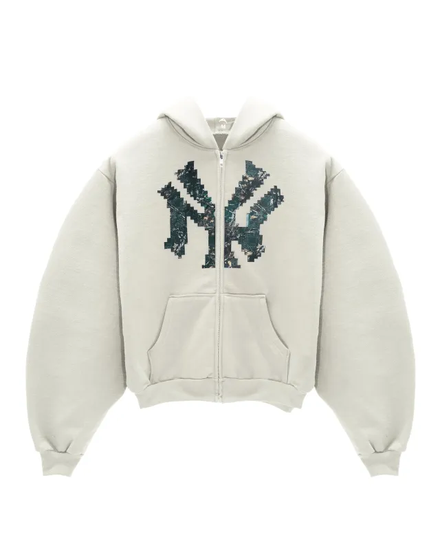 DOVE “NY” TECH CAMO ZIP-UP HOODIE made by Artificial Fever