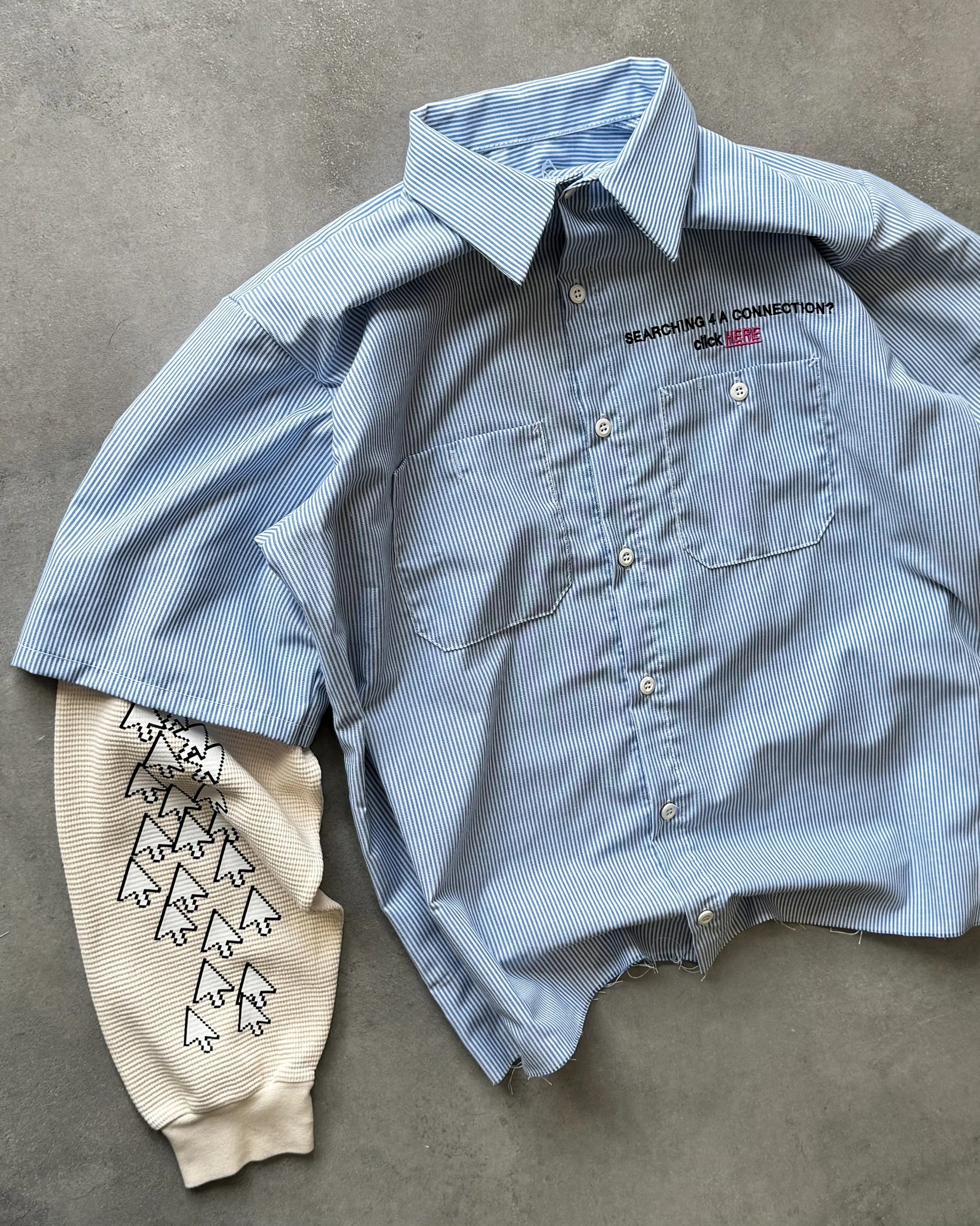 "CLICK HERE" BLUE WORK SHIRT sold by Artificial Fever product image thumbnail 3