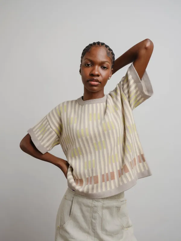 Bauhaus Short Sleeve Sweater Tee - Cumulus made by The Endery