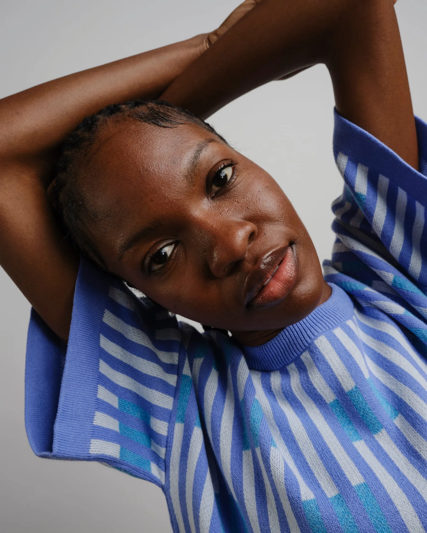 Bauhaus Short Sleeve Sweater Tee - Azure sold by The Endery product image thumbnail 2