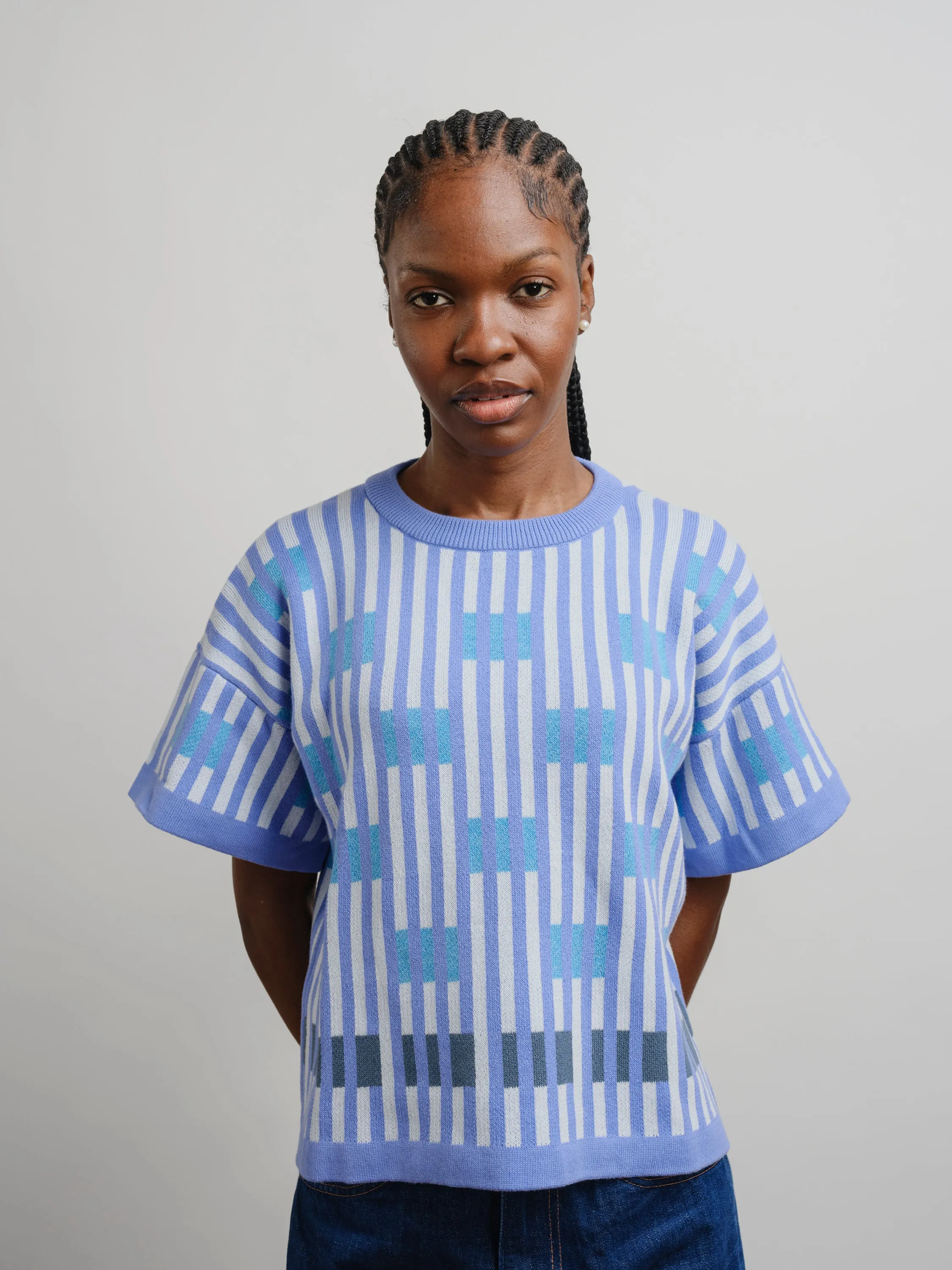 Bauhaus Short Sleeve Sweater Tee - Azure sold by The Endery product image thumbnail 4