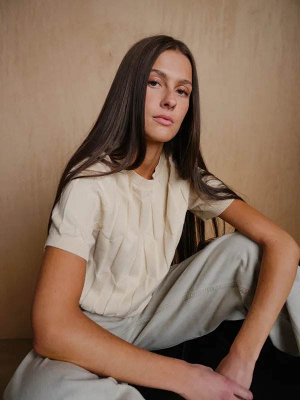 Chevron Ruben Tee - Birch made by The Endery