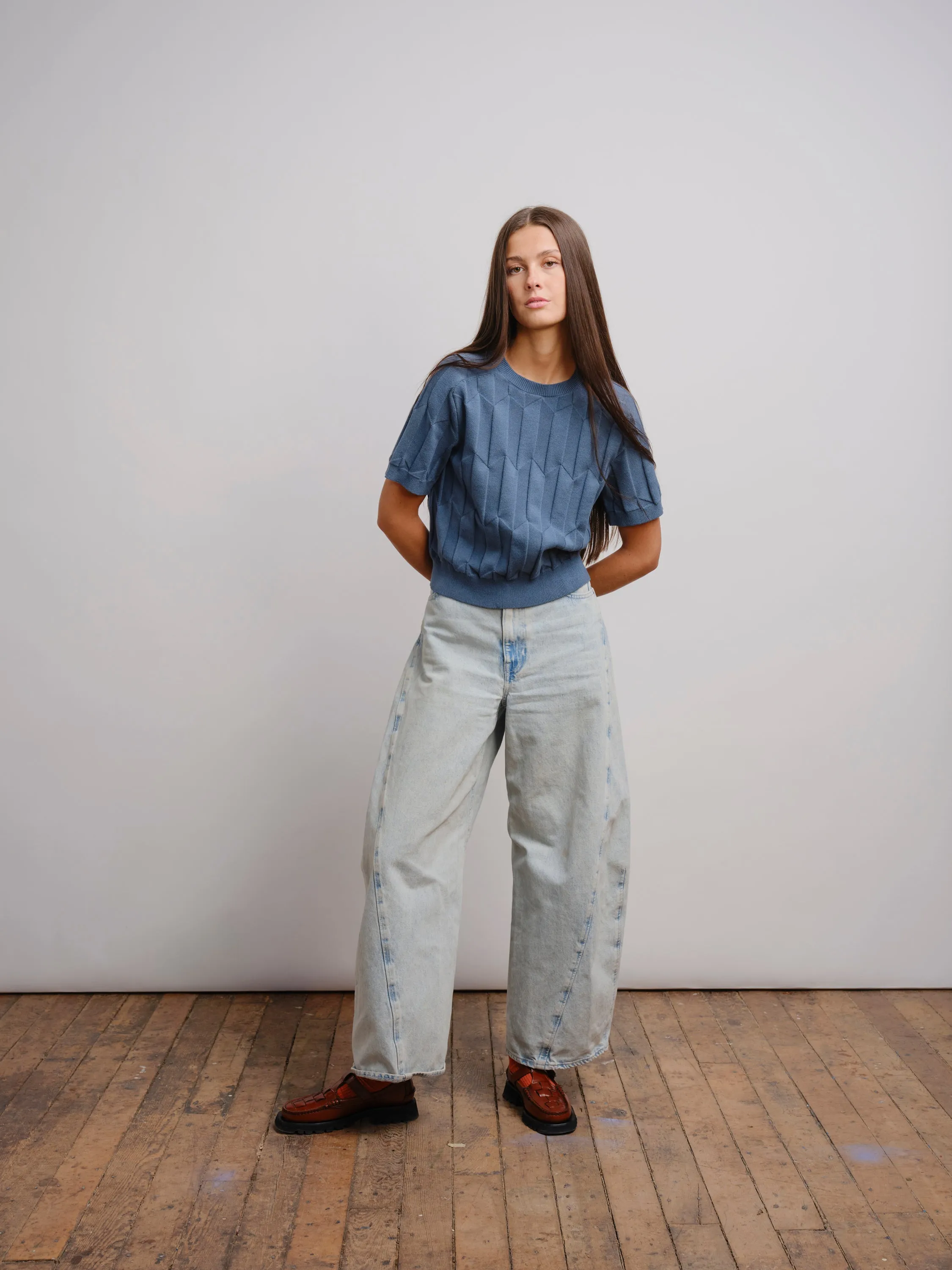 Chevron Ruben Tee - Delphinium sold by The Endery product image thumbnail 5