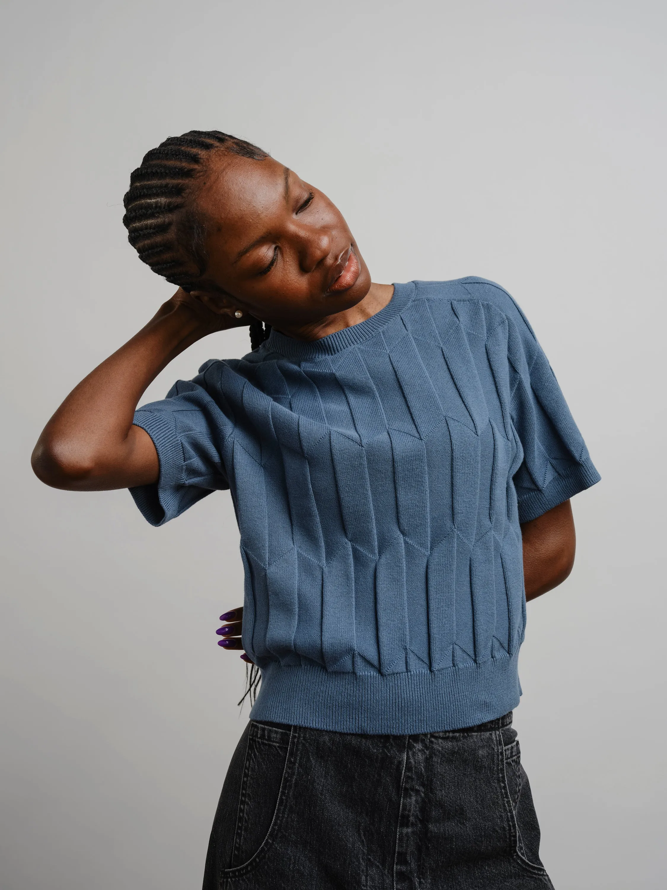 Chevron Ruben Tee - Delphinium sold by The Endery product image thumbnail 2
