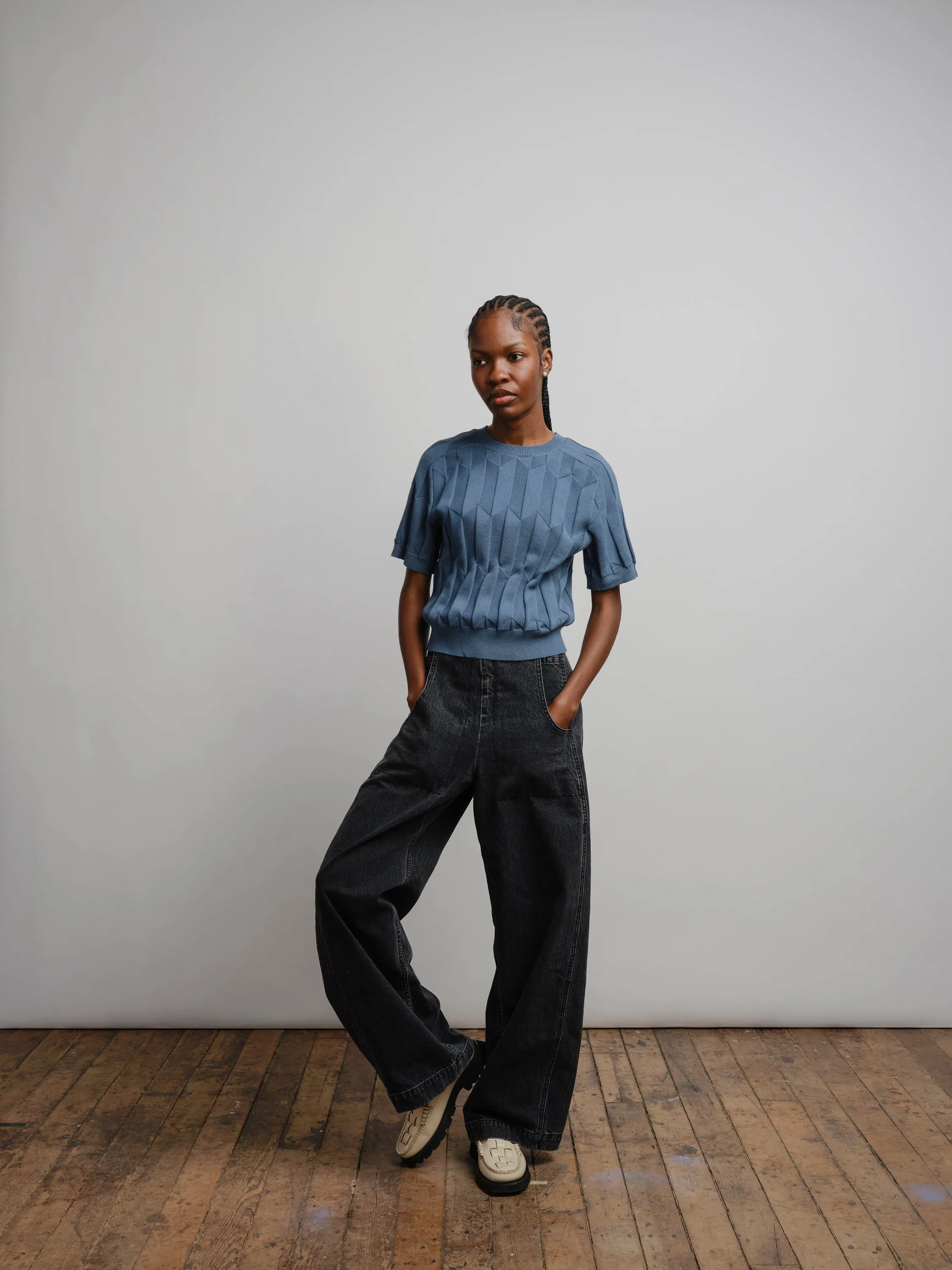 Chevron Ruben Tee - Delphinium sold by The Endery product image thumbnail 4