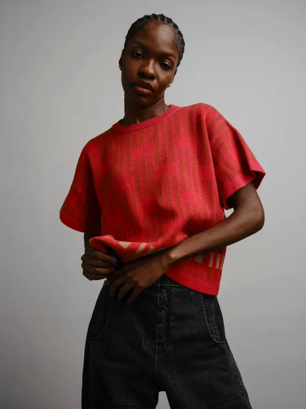 Bauhaus Short Sleeve Sweater Tee - Aurora made by The Endery
