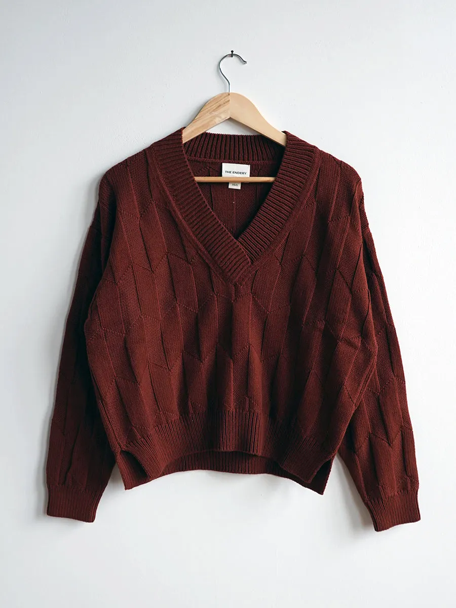 Lilly Chevron V-Neck Sweater - Sepia sold by The Endery product image thumbnail 5