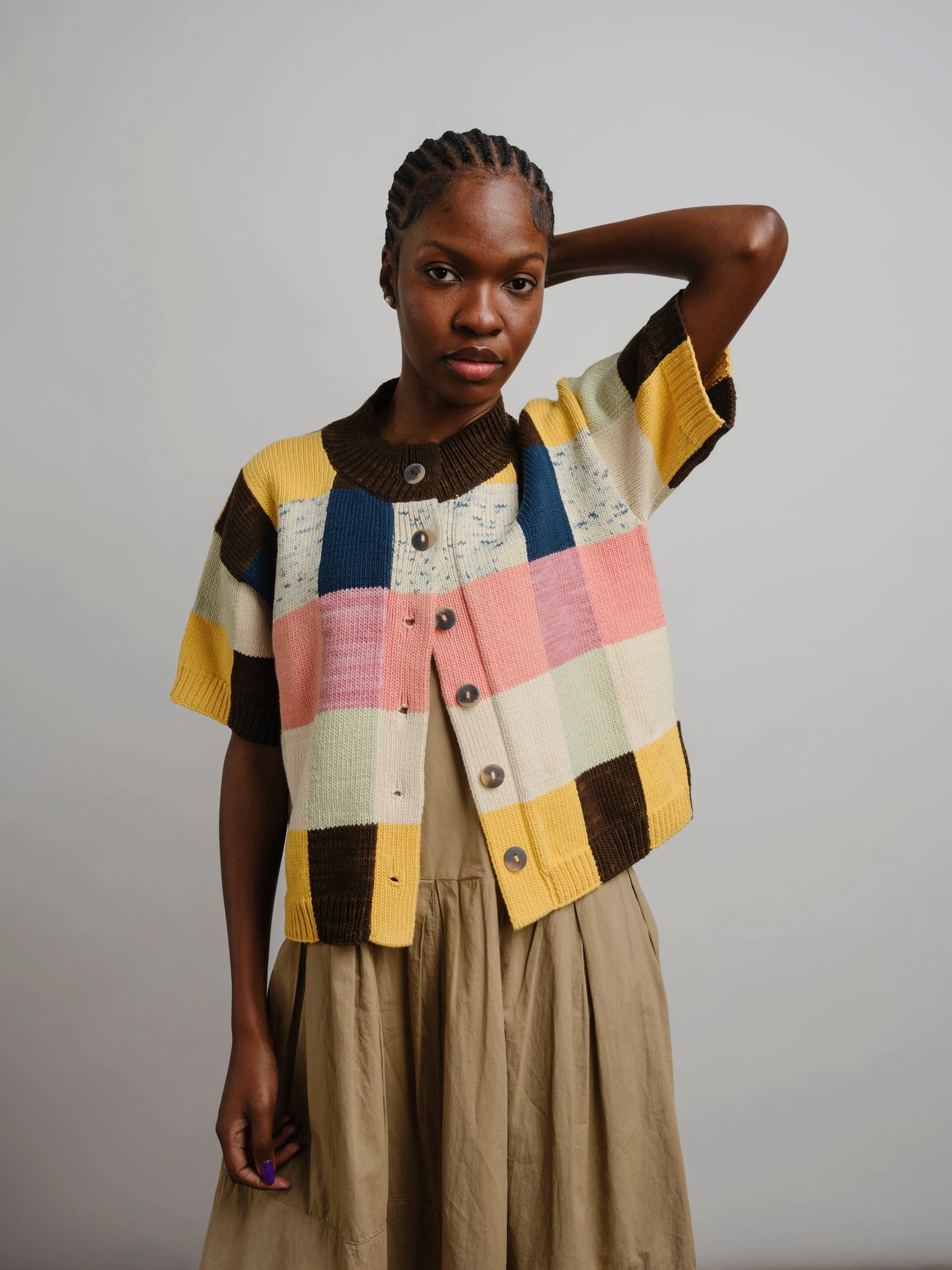 Lou Cotton Colorblock Cardigan - Palette sold by The Endery product image thumbnail 2