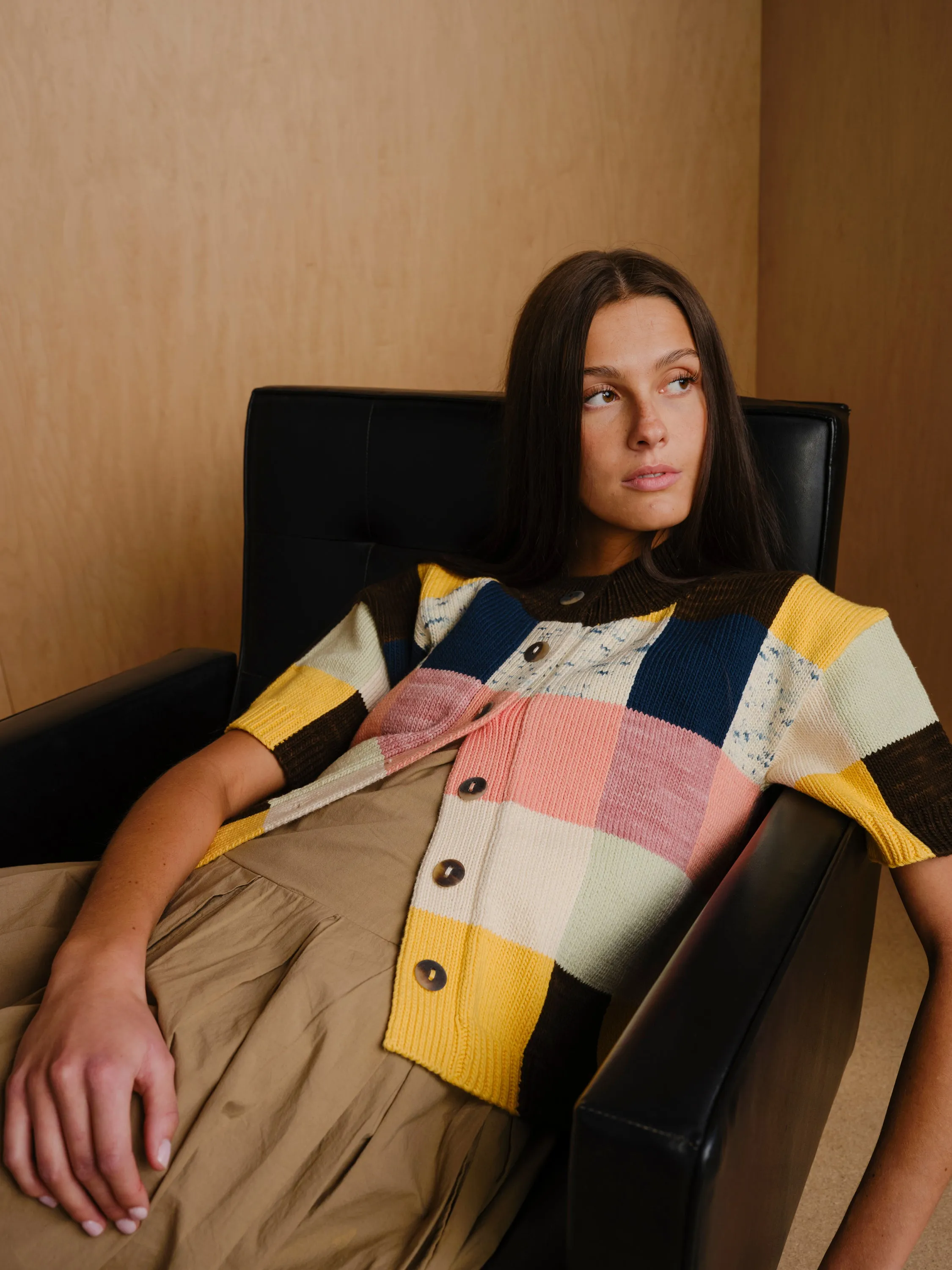 Lou Cotton Colorblock Cardigan - Palette sold by The Endery
