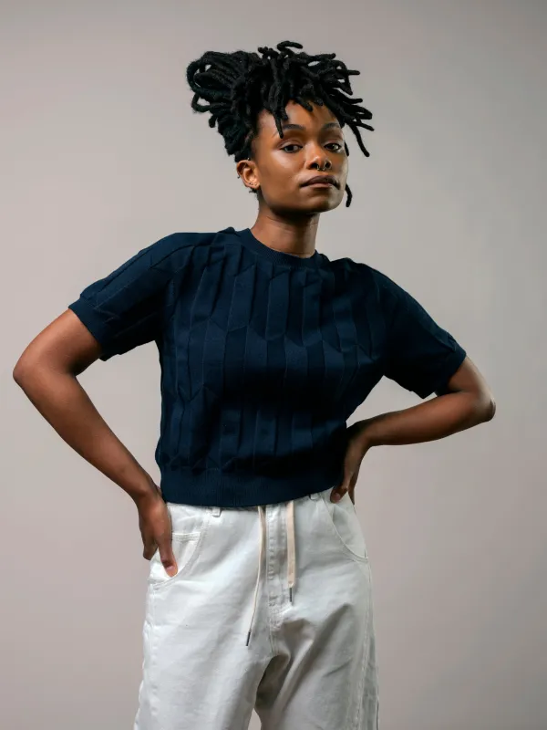 Chevron Ruben Tee - Lobelia made by The Endery