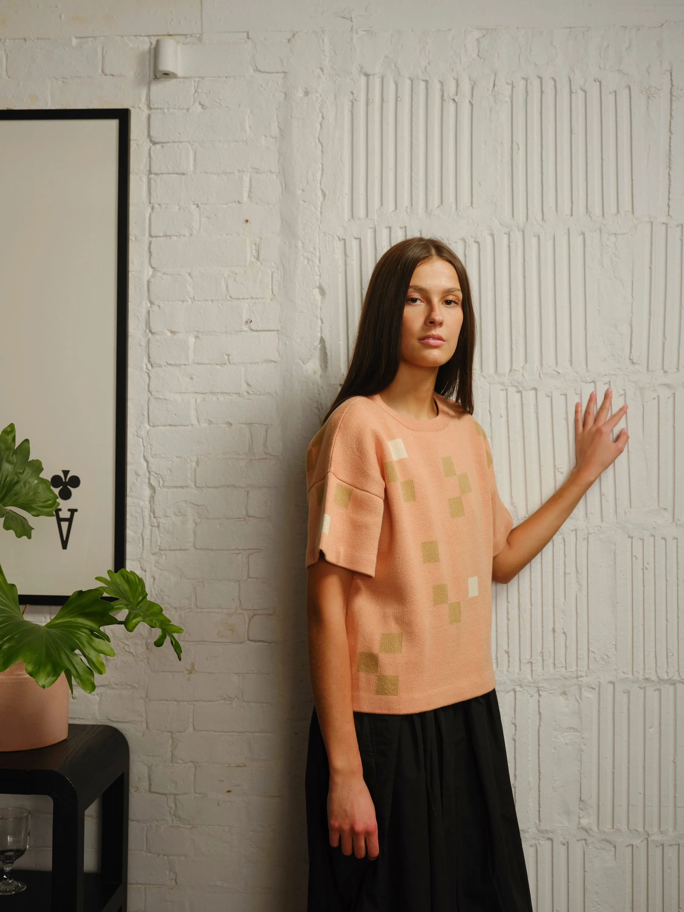 Albers Short Sleeve Sweater Tee - Opal sold by The Endery