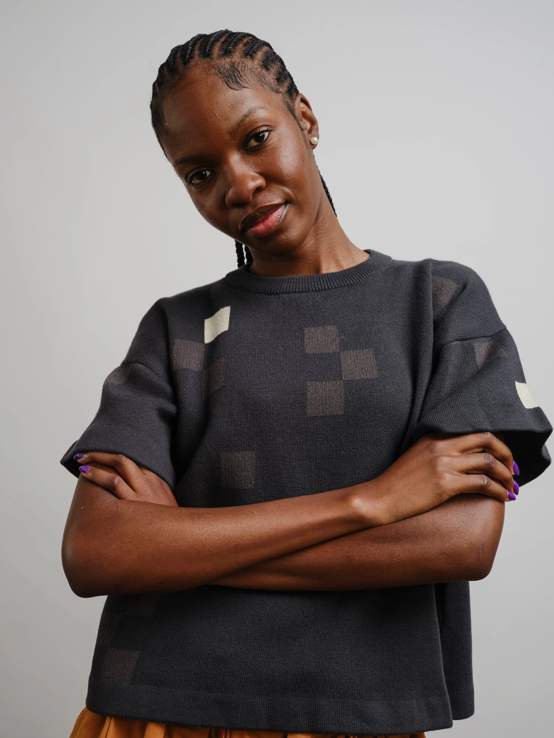 Albers Short Sleeve Sweater Tee - Obsidian sold by The Endery