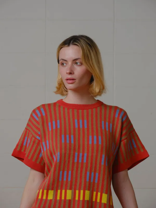 Bauhaus Short Sleeve Sweater Tee - Carnelian made by The Endery