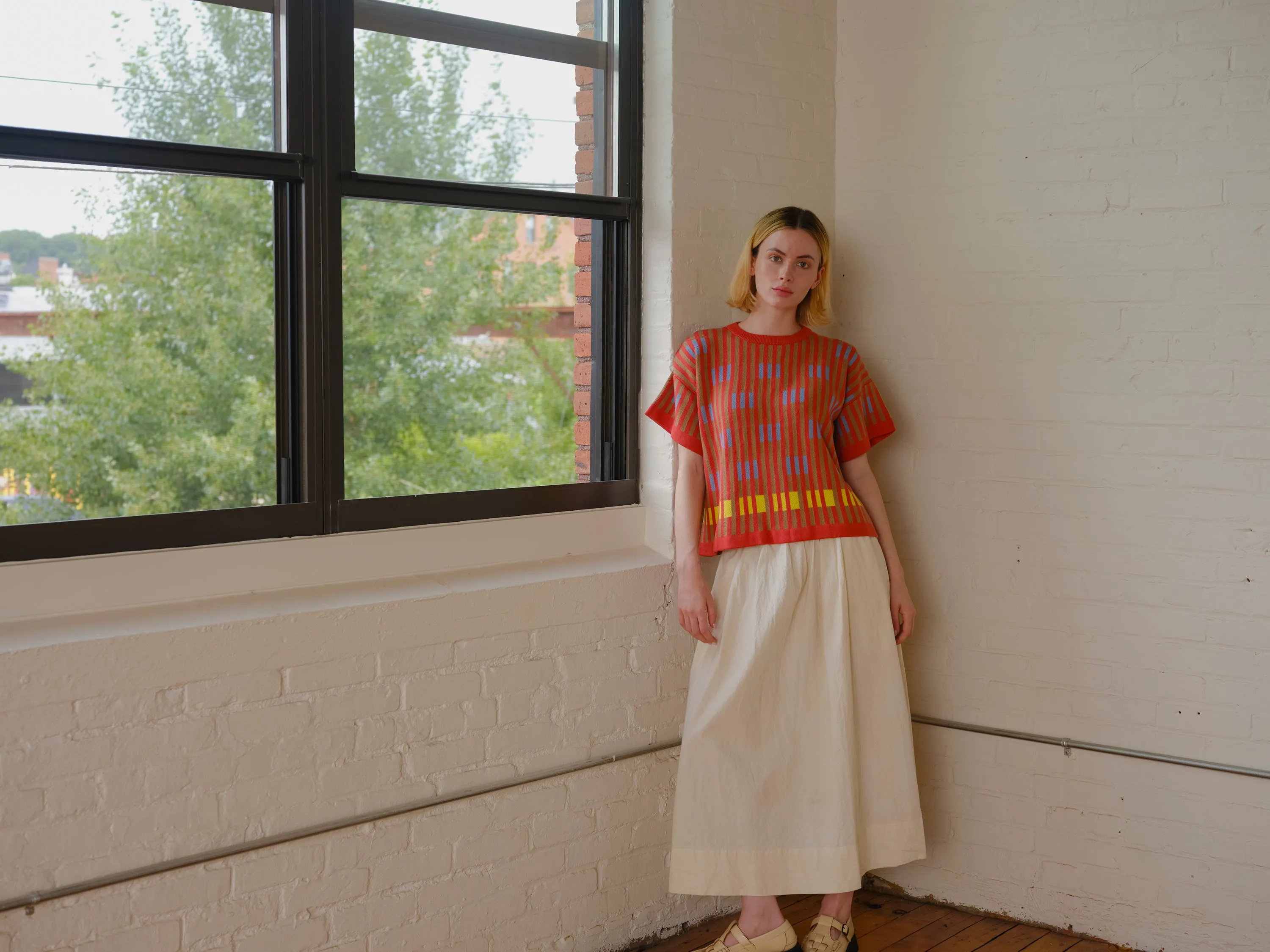 Bauhaus Short Sleeve Sweater Tee - Carnelian sold by The Endery product image thumbnail 4