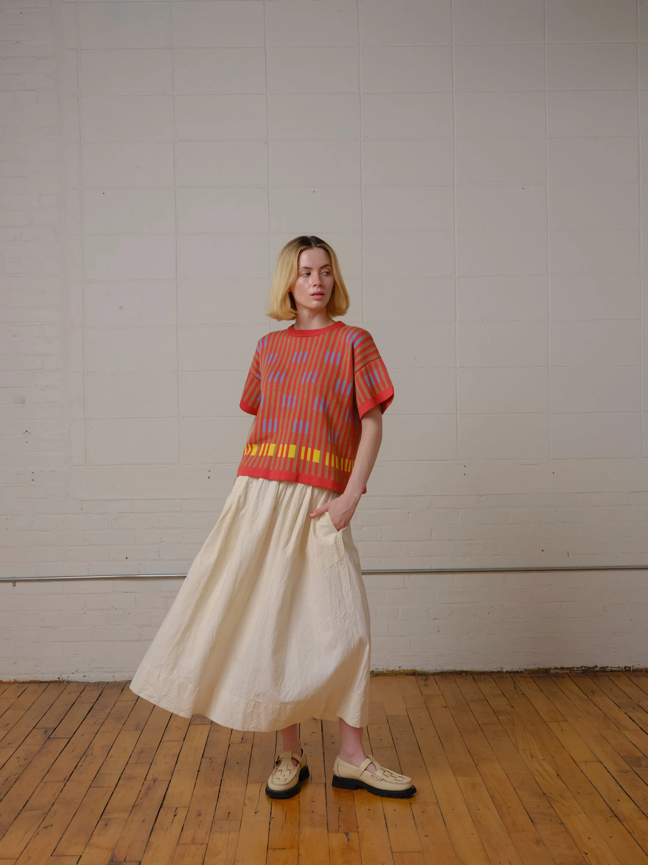 Bauhaus Short Sleeve Sweater Tee - Carnelian sold by The Endery product image thumbnail 2