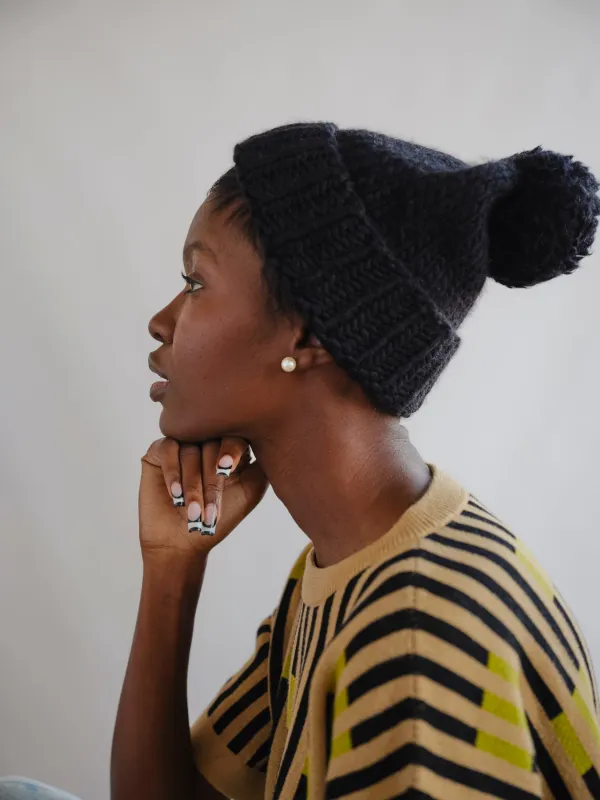 Marina Hand Knit Beanie - Obsidian made by The Endery