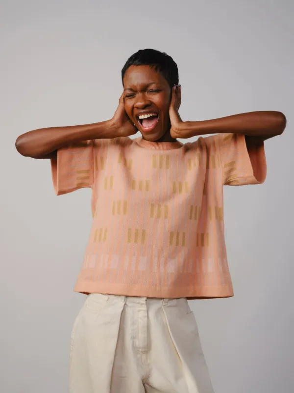 Bauhaus Short Sleeve Sweater Tee - Selenite made by The Endery