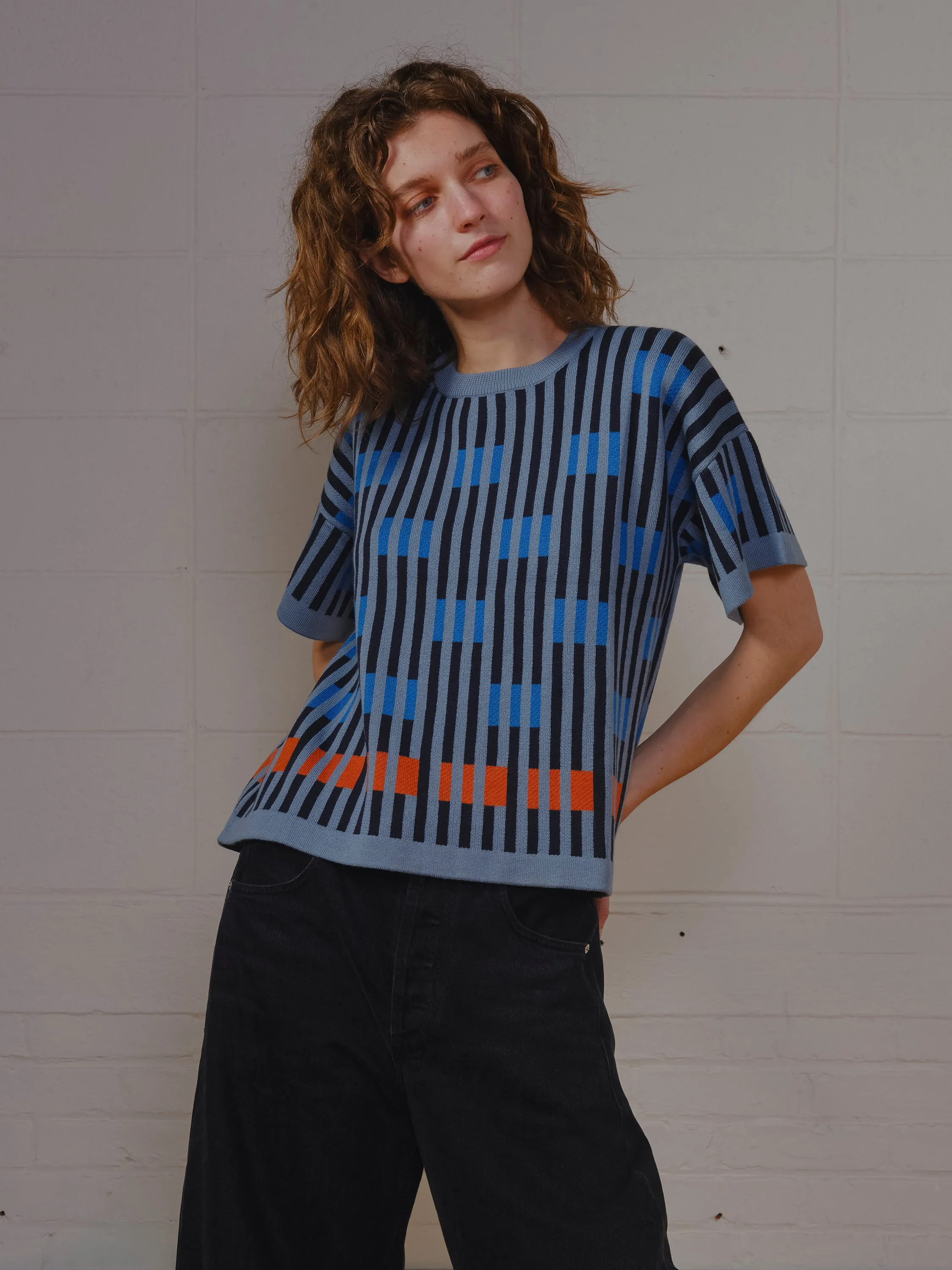 Bauhaus Short Sleeve Sweater Tee - Neptune sold by The Endery product image thumbnail 4