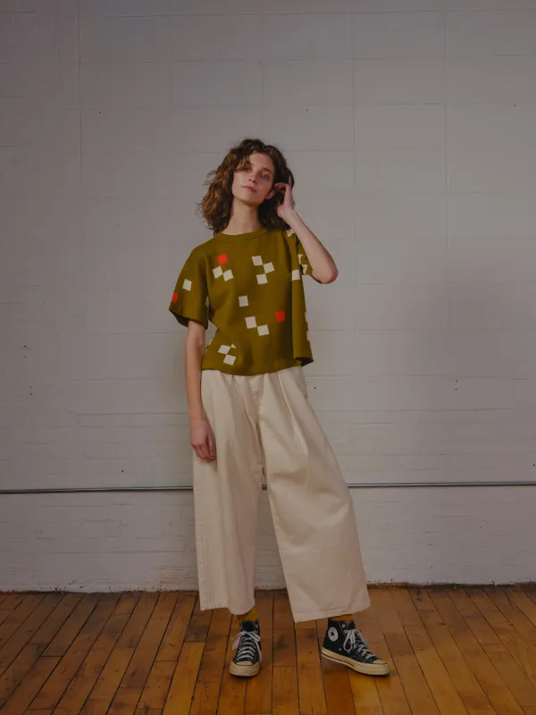 Albers Short Sleeve Sweater Tee - Avocado made by The Endery