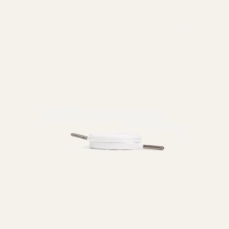 Flat Laces White Dark Metal made by Mason Garments