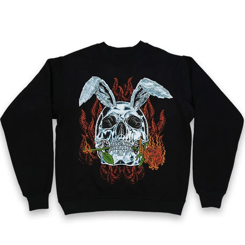 Burning Rose Skull Crew Neck sold by Praying Rabbit product image thumbnail 3