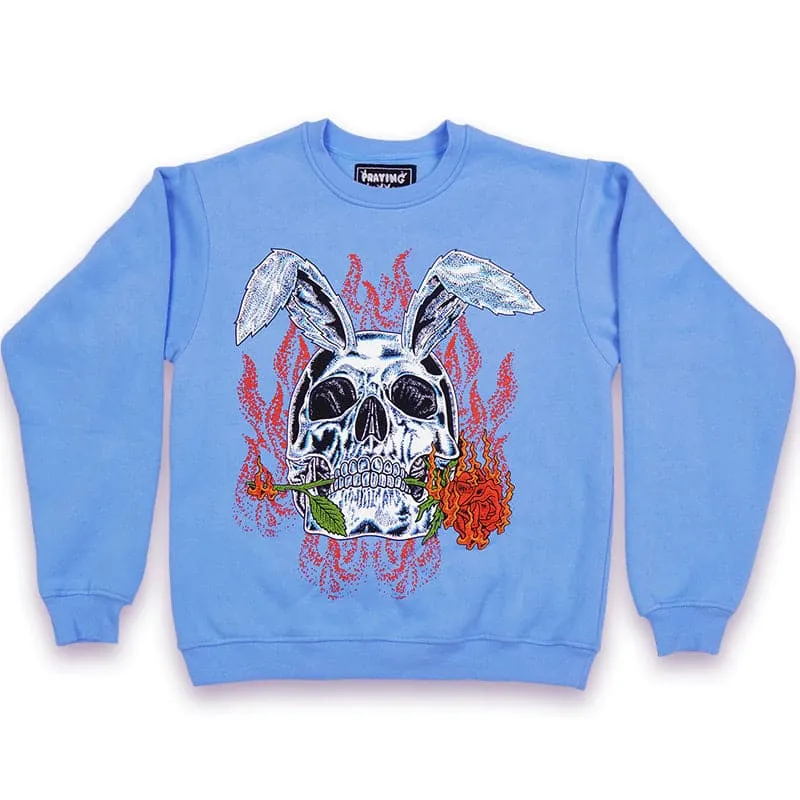 Burning Rose Skull Crew Neck sold by Praying Rabbit