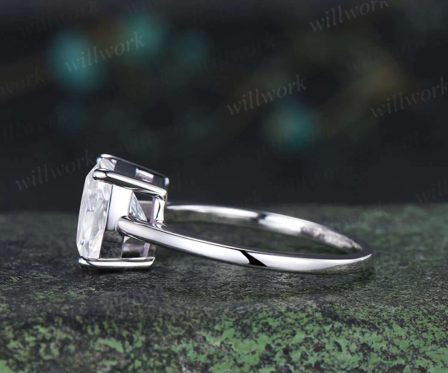 9mm cushion cut moissanite engagement ring classic solitaire 4 prong wedding ring for women sold by Willwork Jewelry product image thumbnail 2