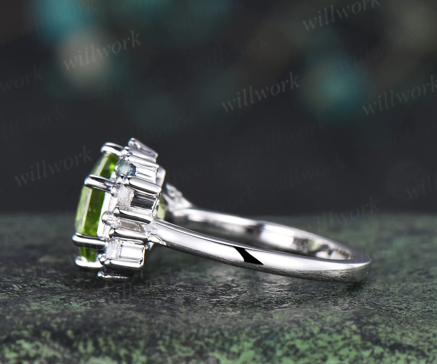 Hexagon cut peridot engagement ring cluster alexandrite marquise moissanite bridal ring gifts for women sold by Willwork Jewelry product image thumbnail 4