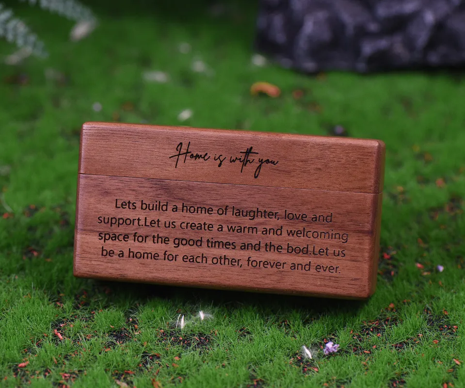 Customizable Wooden Jewelry Box with Engraved Heartfelt Message made by Willwork Jewelry